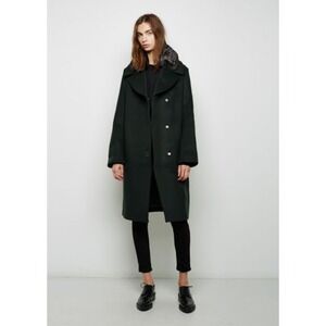 Acne Studios Dark Green Wool Blend Coat Fur Collar Button Front Size 36/4-6